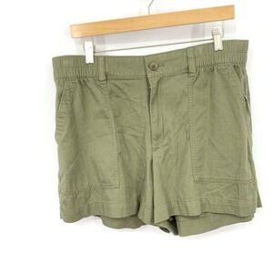 GAP Women Size Large Shorts Green Easy Utility Chambray Cotton Blend High Rise